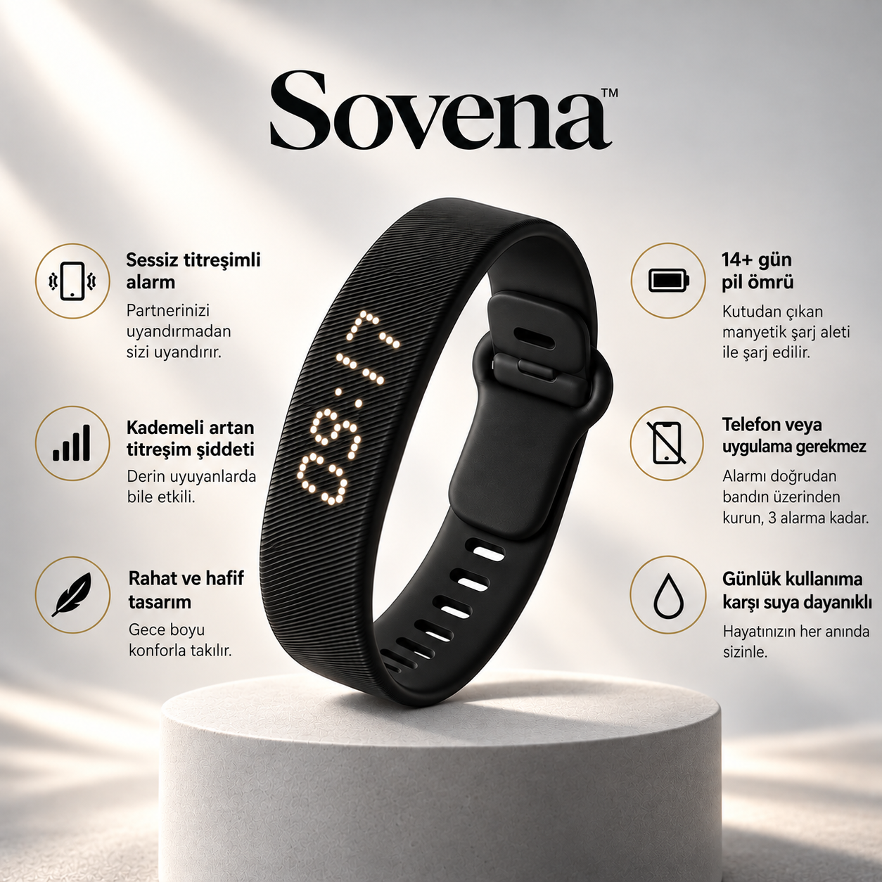 Sovena™ Sessiz Titreşimli Alarm Bandı